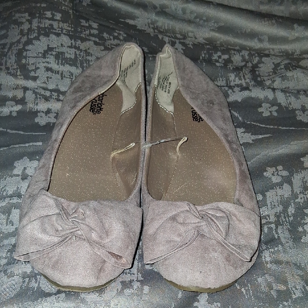 Charlotte Russe Women's Bow Flats in Light Gray